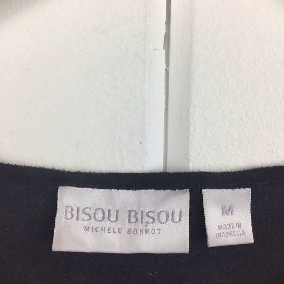 Bisou Bisou Peasant Blouse Black & Red Floral Boho Ties, Size  Medium - Picture 2 of 8